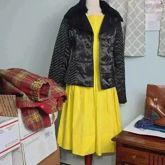 Boss by hugo boss dress in mustard (yellow) color size 6 fit as size S - Picture 5 of 16